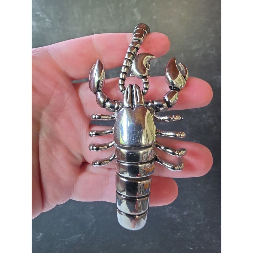 Mens Stainless Steel Large Scorpion Bangle Bracelet Silver Color Polished, USED